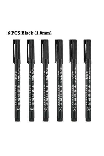 Choice3 6 black 1.0 6 Pcs Erasable Whiteboard Pen 0.5/1.0mm Fine Point Black/...