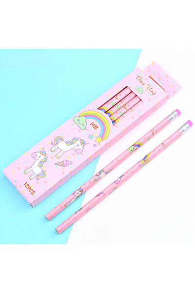 choice2 DJS-pink 12Pcs/Set Cute Kawaii Cartoon Unicorn Pencil HB Sketch Items...