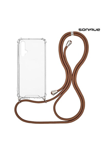Sonique Θήκη Σιλικόνης με Κορδόνι Armor Clear Honor 20 / Nova 5T Καφέ