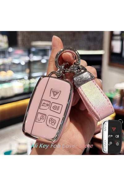 Choice4 غطاء مفتاح السيارة باللون الوردي مع سلسلة مفاتيح لسيارات إيفوك وفيلار...