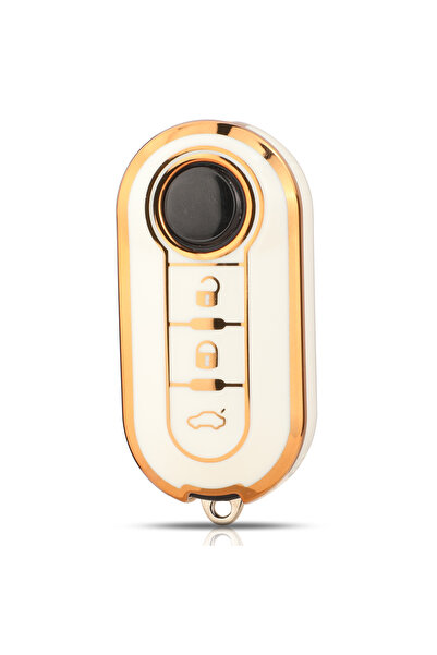 Choice White JYQ TPU Car Remote Key Shell Case For Fiat 500 Ducato Panda 500L...