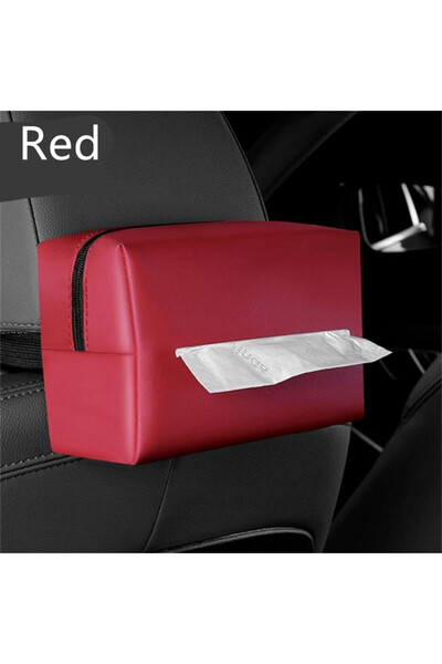 choice2 Red 1PC Car Tissue Box Sunshade Seat Backrest Suspension Tissue Box C...