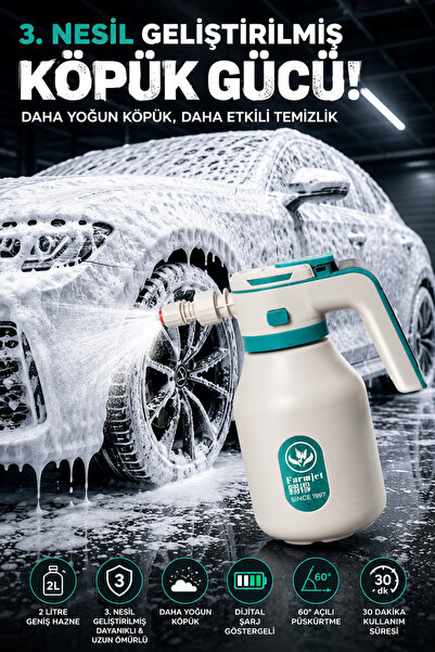 CONOCER 3. Nesil 2 Litre Şarjlı Otomatik Basınçlı Yoğun Köpük Püskürtücü 60° ...