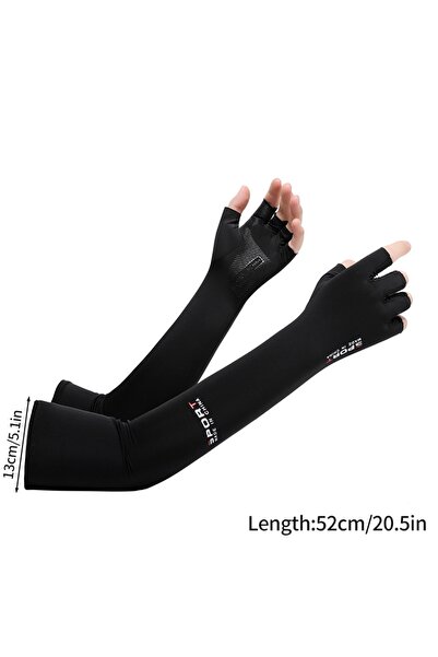 Choice4 Half finger black Summer Ice Silk Arm Sleeves UV 5 Finger Cuff for Ou...