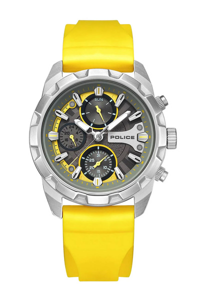 Police Mens Nayara Silicone Strap Chronograph Wrist Watch PEWJQ2204705 42mm Y...