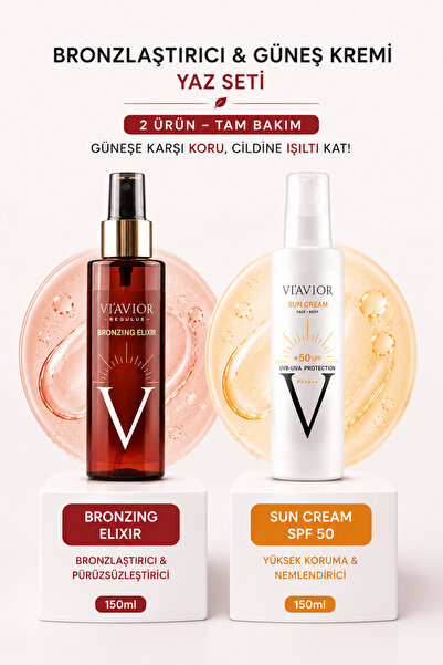 VİAVİOR KOZMETİK 2'li Yaz Seti Güneş Kremi 50 Spf ve Bronzlaştırıcı Set Günlü...