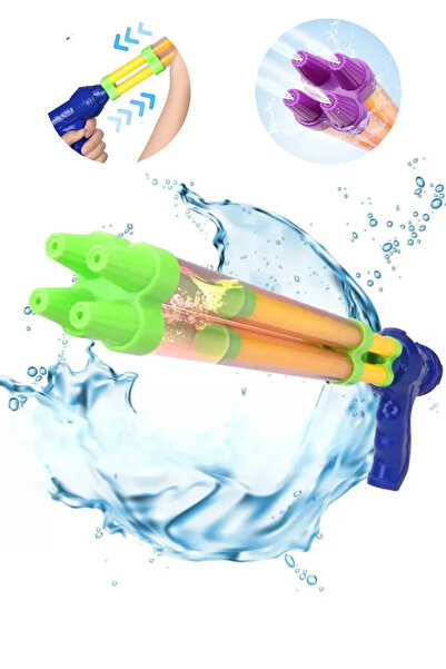 LRS STORE Oyuncak Su Tabancası 4 Atarlı 40 cm büyük Su Pompası Su Savaşı İçin Havuz Deniz Oyuncağı