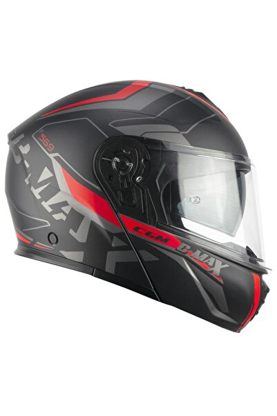 CGM 569G C-MAX CITY Çene Açılır Kask Siyah/Kırmızı-XL
