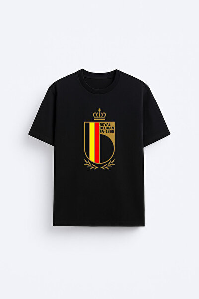 AYDESİGN Tricou negru din țesătură de bumbac imprimată cu echipa regală de fo...