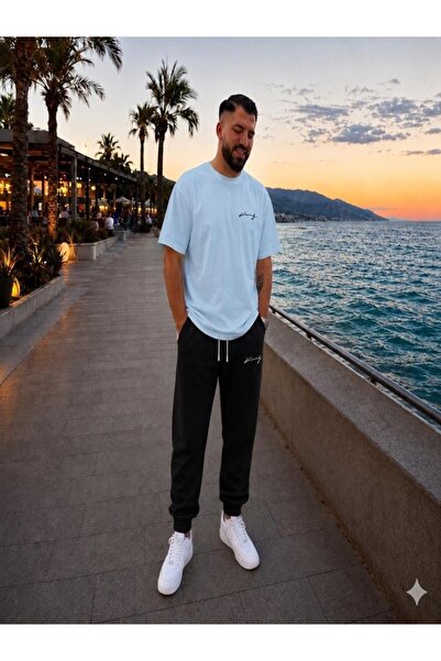 FAEL LİFE Unisex Wide Cut T-Shirt and Sweatpants King Hand Printed Set