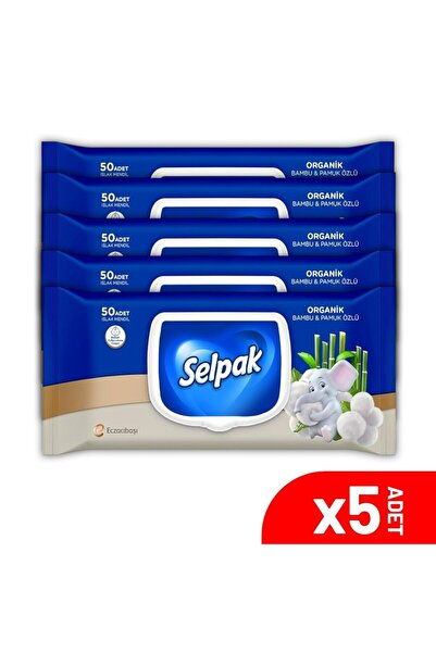 Selpak Organik Bambu Pamuk Islak Mendil 5'li