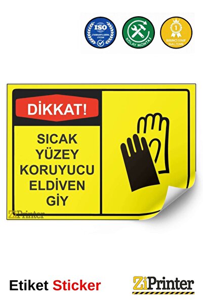 ZiPrinter انتبه! ملصق لافتة تحذيرية للسلامة من الانزلاق على الأسطح الساخنة مق...