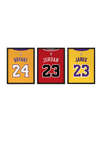 Boomah Accessories Set of 3 Framed Posters of Michael Jordan, Lebron James, K...