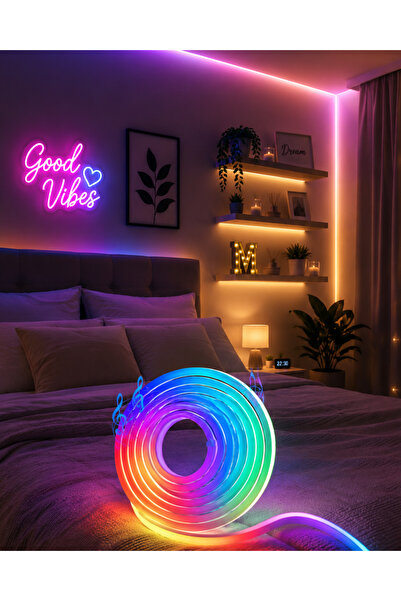 Genel Markalar USB Girişli RGB Neon Şerit Led TV Oda Masa Dekor Işığı
