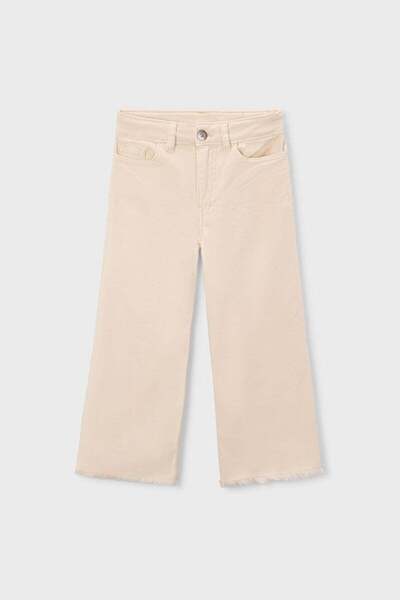 MAYORAL Girl's 4-9 Years Old Tasseled Cuffs Vintage Denim Jean Cream