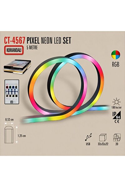 Cata Ct-4567 Neon Pixel Led / RGB Usb Girişli Neon Led Kumandalı