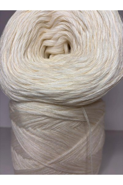 Ana&Kuzusu İplik White Italian Mercerized Viscose, White Glitter (5 Layers of Winding) (Summer, Seasonal) Knitting Yarn 200Gr