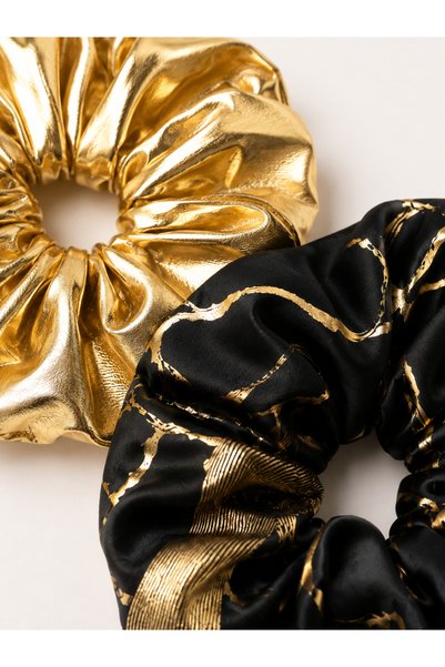 Melff Women's Elastic Set of 2 Colorful Fabric Bagel Scrunchie Clips
