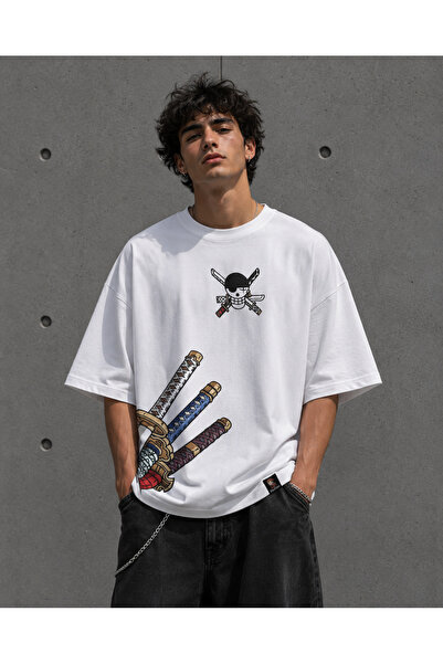 Nulivez One Piece Zoro Oversize Unisex T-Shirt - Anime Printed Katana Pattern...