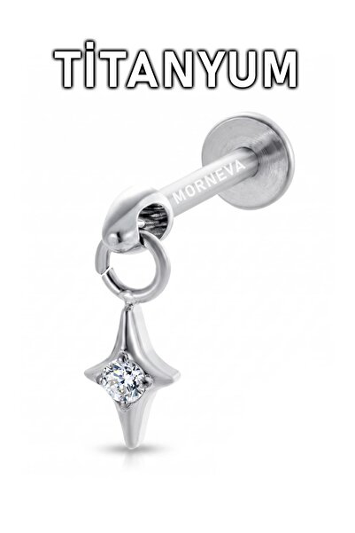 MORNEVA Titanyum Kuzey Yıldızı Sallantılı Helix Tragus Piercingi (1 Adet)