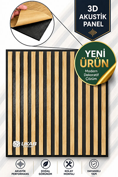 UKAB DEKOR 70x70 cm 1 Adet Lambri Görünümlü Duvar Çıtası Desenli Kendinden Ya...