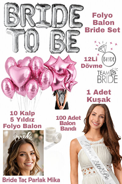 Baloncu Nene Set de baloane din folie pentru viitoarea mireasă, set roz pentr...