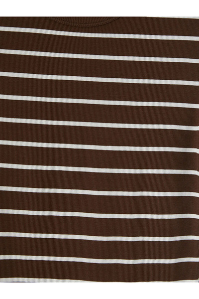 LC Waikiki Brown Crew Neck Striped Women's T-Shirt