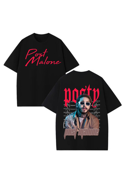 STİL-X Tricou oversize unisex cu imprimeu Post Malone, 100% bumbac