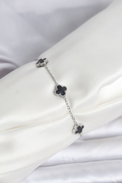 northcity n 316L Steel Silver Color Black Baby Boy Clover Bracelet 5886 - Tar...