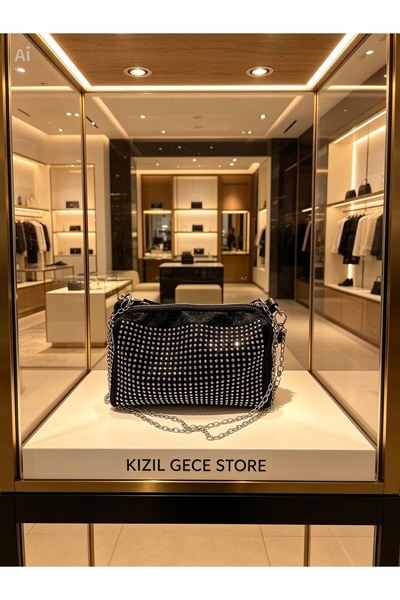 KIZIL GECE Kadın el omuz Çantası taşlı süet