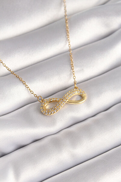 ETC 316L Steel Gold Color Chain Zircon Stone Infinity Model Women's Necklace ...