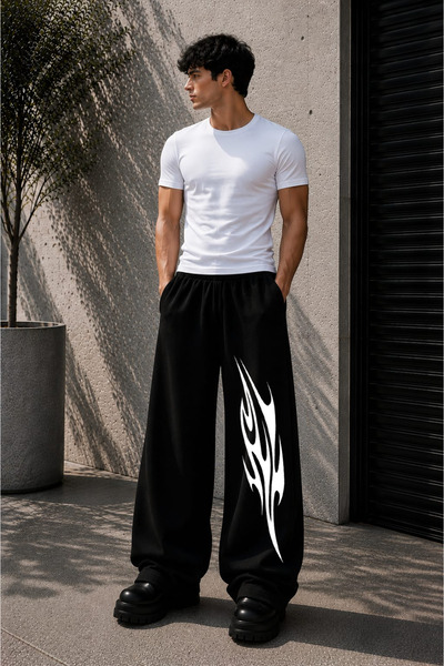 ZAVIXO Erkrk Wide Leg 100% Cotton Sweatpants Modern Street Fashion