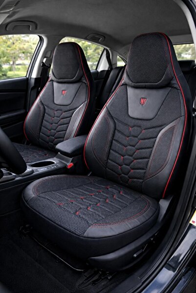 NEW DECO Universal Luxury Fabric Front and Rear Auto Seat Cover 5 Seat Set -C...
