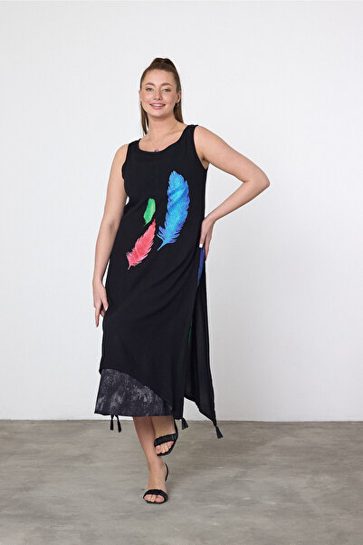 SCHIK Women's Summer Loose Sleeveless Casual Printed Dress