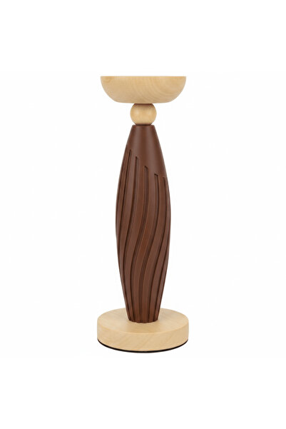 AKDC Brown & Natural Wood Candle Holder – 29 cm Decorative Pillar Stand