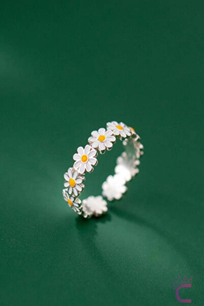 Cinderella Accessories Retro Papatya Çiçekli Minimalist Cuff Yüzük Ayarlanabi...