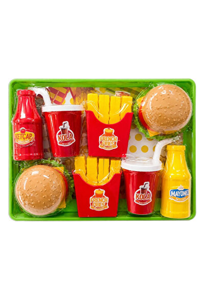 FELİTE Hamburger Tepsi Çift Porsiyon OYUNCAK Evcilik ve Mutfak Setleri