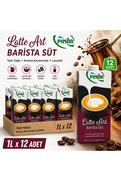 Pınar Latte Art Tam Yağlı Barista Süt 1 lt x 12 Adet