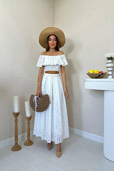 ozelia White Gipeli Blouse Skirt Set