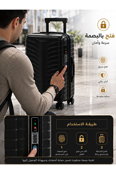 ASFAR Modern 3-Piece Travel Luggage Set, Fingerprint Lock, 360-Degree Spinner...