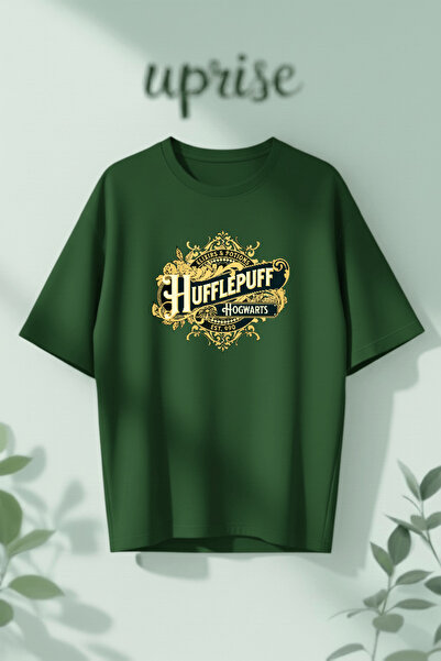 Vordevia Μπλουζάκι Hufflepuff από βαμβάκι με στάμπα και σχέδιο κτιρίου