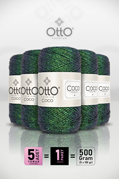 Otto Coco - Green Blue - 5-Pack - 2Mm/100Gr/125M - Glitter Cotton Bag and Acc...