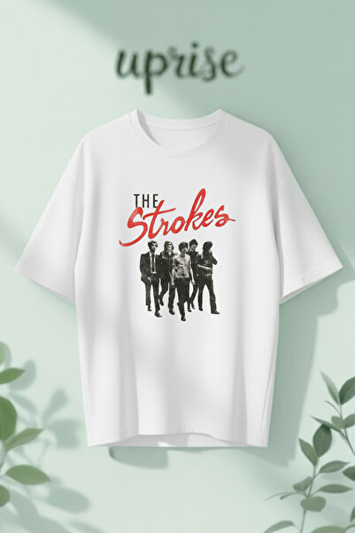Vordevia The Strokes Βαμβακερό T-shirt με στάμπα σε oversized γραμμή