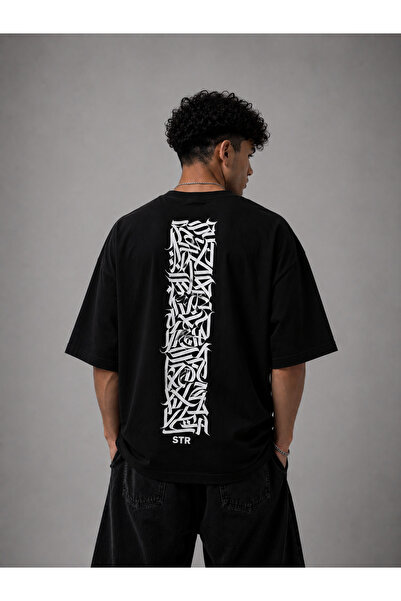 Nulivez Minimal Tribal Text Printed Oversize Unisex T-Shirt – Streetwear Graf...