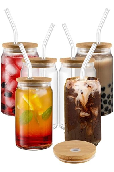 BPA Silk Route - Eco-Friendly Glass Cans with Bamboo Lids, 500ml Drinking Cup...