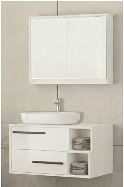 Erl 90 cm beyaz banyo dolabı