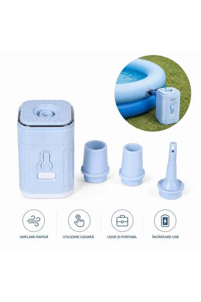 CASA JOY Portable electric pump 7.5 x 5 cm, with 3 nozzles, for quick inflati...