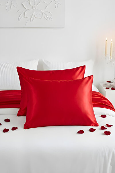 ZENCHES 2-Piece Silk Satin Red Pillowcase Pure Satin Pillowcase - Hair and Sk...