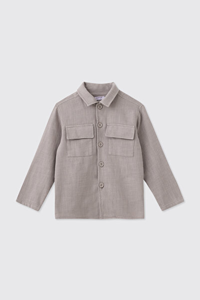 Panço Boy's Gray Buttoned Jacket