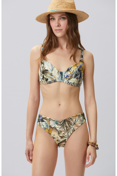Network Sarı Yeşil Desenli Bikini Üstü